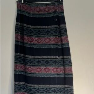 Striped Multicolor Button-Detail Skirt